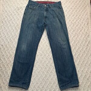 Ermenegildo Zegna Blue Relaxed Jeans with Subtle Fading Made in Italy w32-33 L31